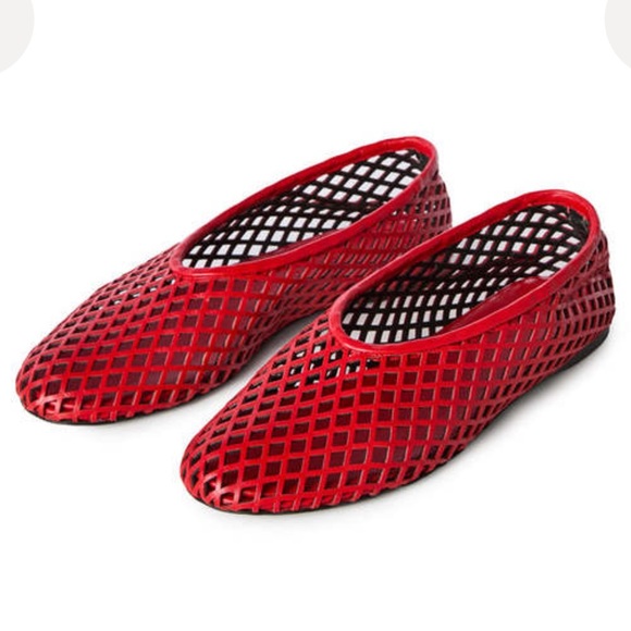 Proenza Schouler Shoes - Proenza Schouler Red Tee Perforated Ballet Flats